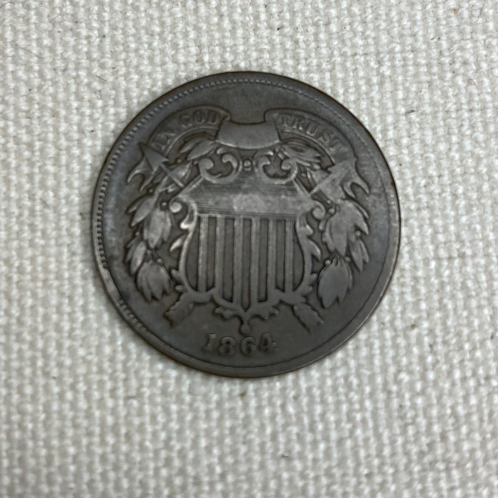 1864 Large Motto Copper Two Cent Piece
