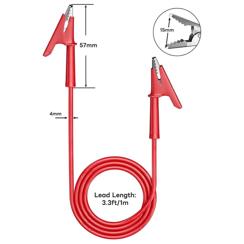 Versatile Electrical Testing Kit: 10PCS Alligator Clips in 10 Colors, 3.3ft Long