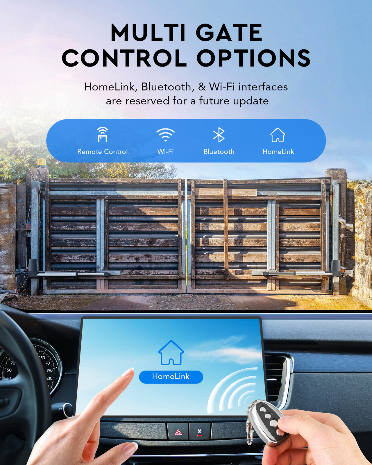 CO-Z Automatic Dual Swing Gate Opener with Remote Controls for 20ft 1300lb Gates