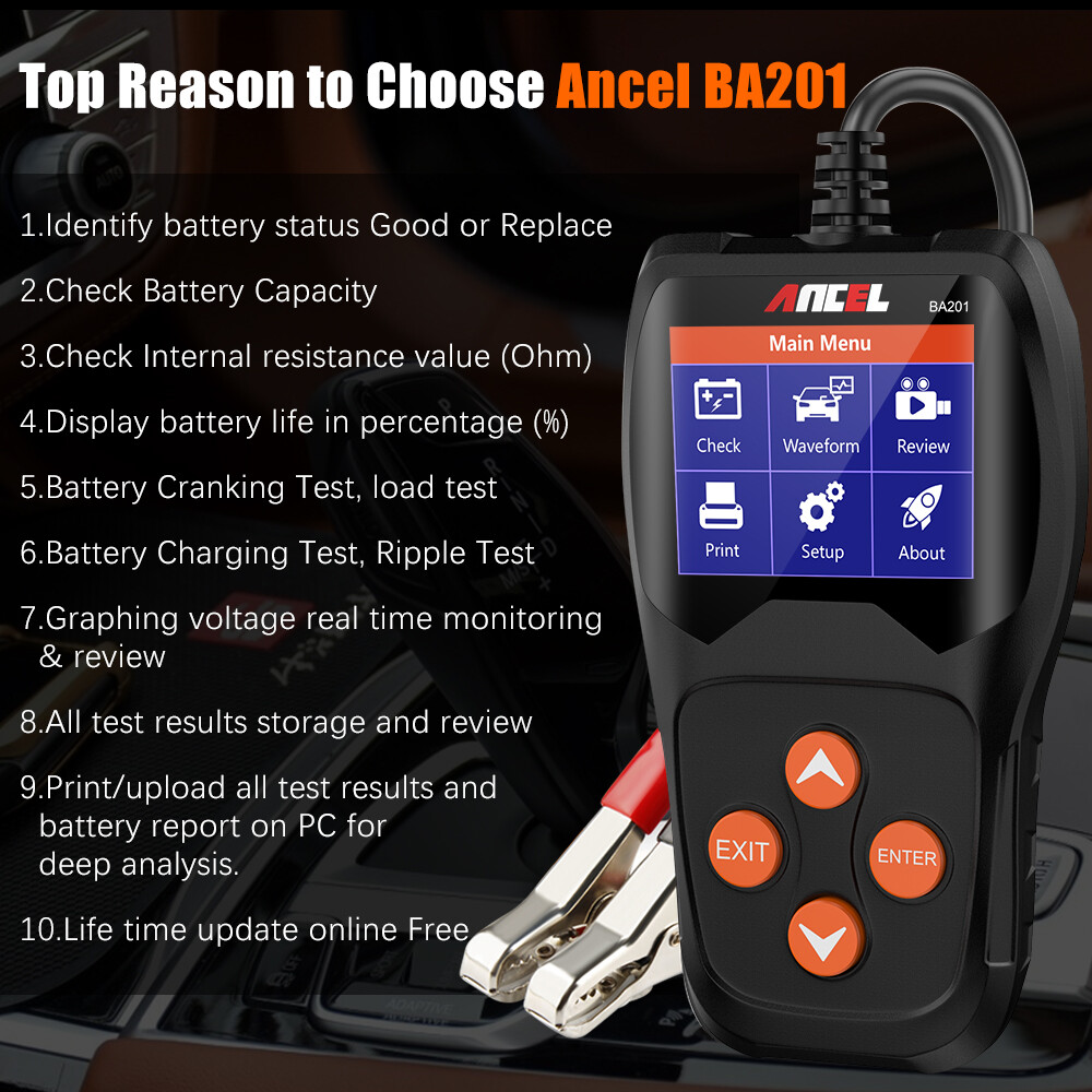 ANCEL BA201 Battery Load Test Starter Cranking Charging System Digital Analyzer