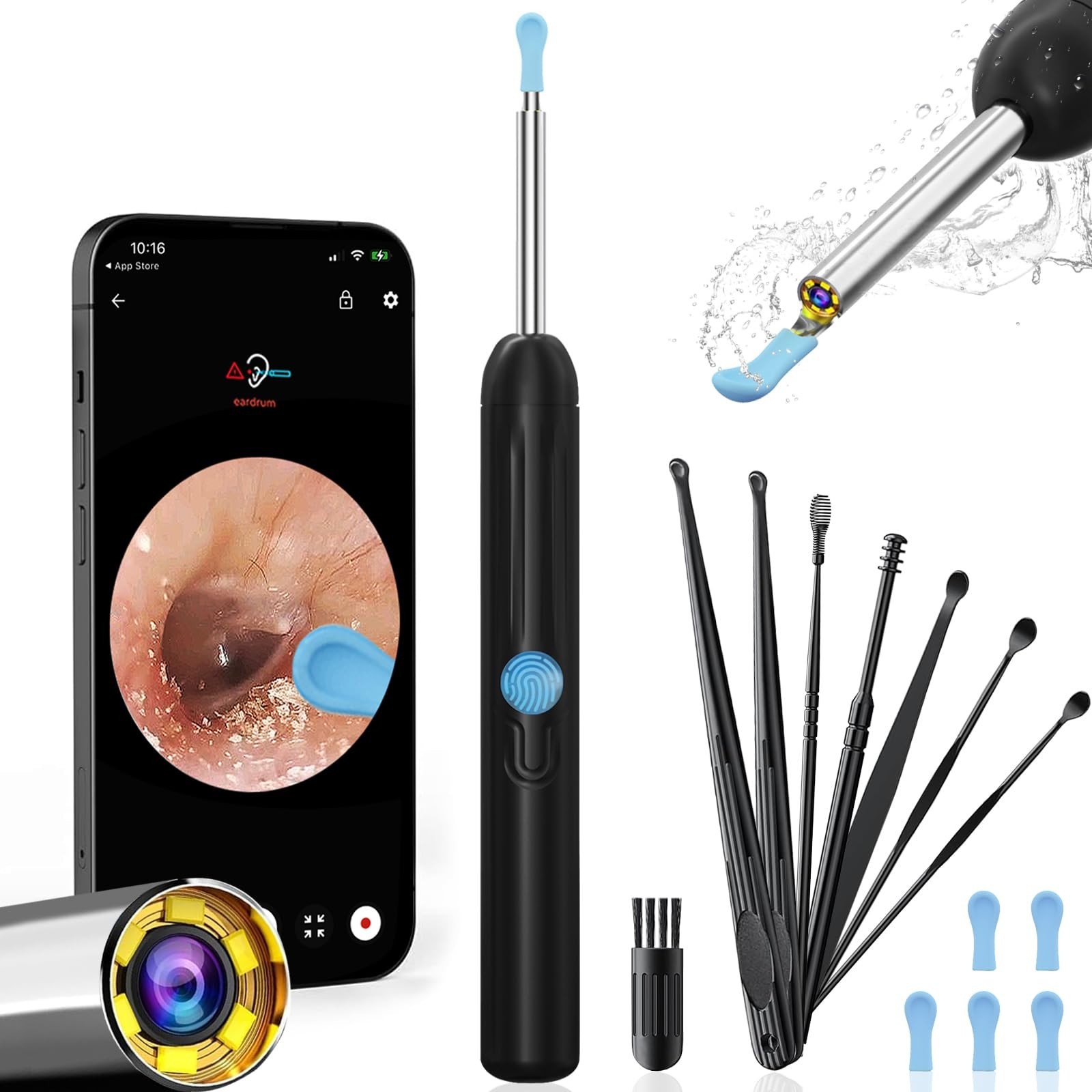 Wireless Ear Wax Remover Set, 1296P Camera HD Ear Endoscope Spoon Pick Tools.