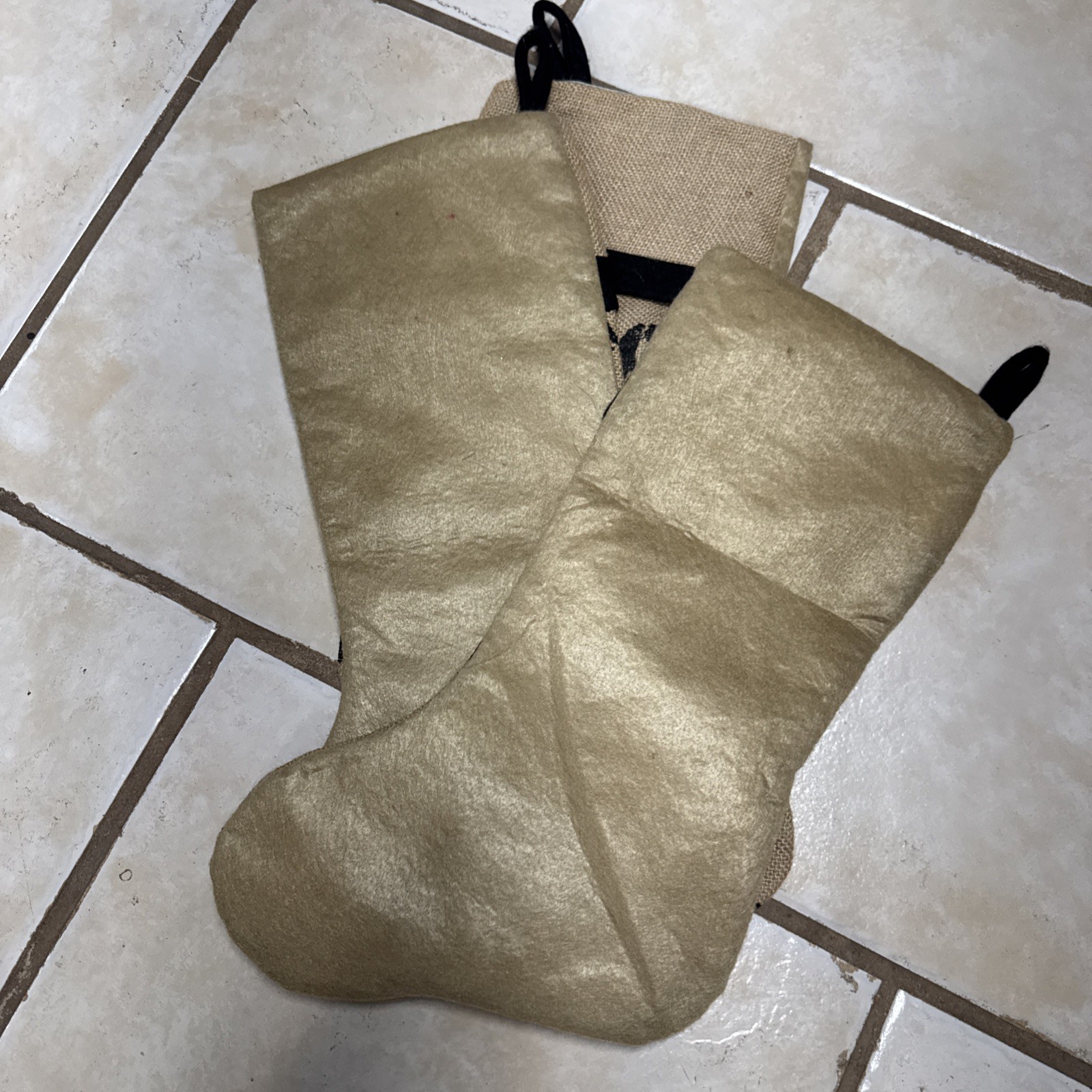 3 Hobby Lobby Fluer Di Lis Christmas Stockings Burlap French Cajun Classic EUC