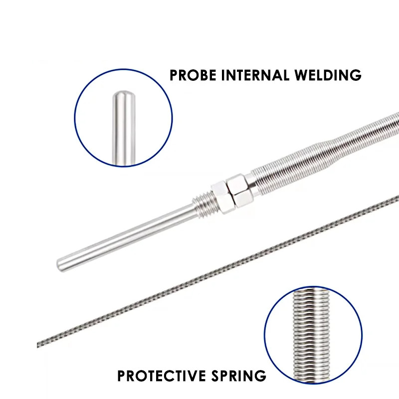 Thermocouple Temperature Sensor Compression Spring Probe M8 1m 2m 3m 5m Type K J