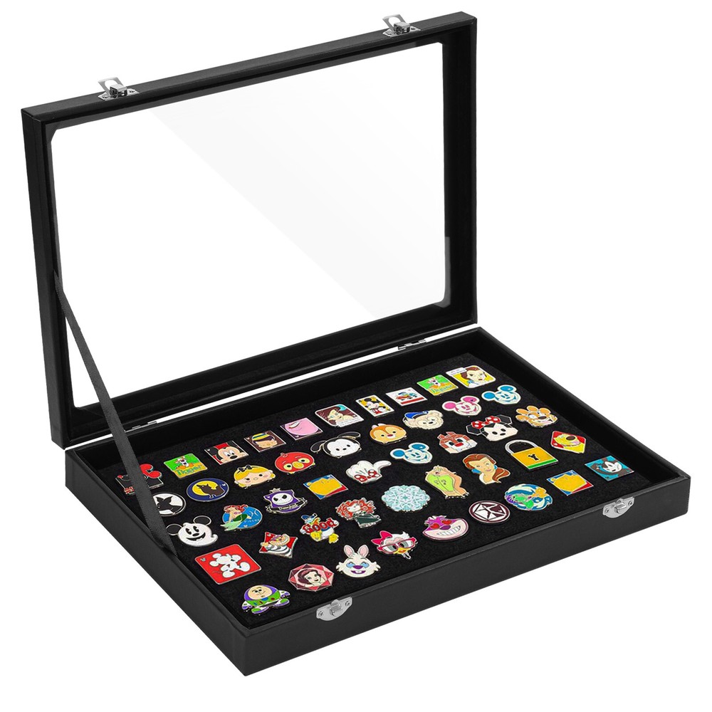 2pcs Clear Pin Display Case Dustproof Pin Collection Showcase Storage Organizer