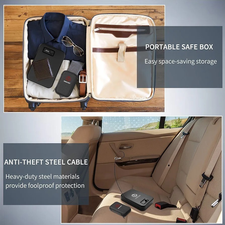 WINCENT Portable Gun Safe Combination Lock Box