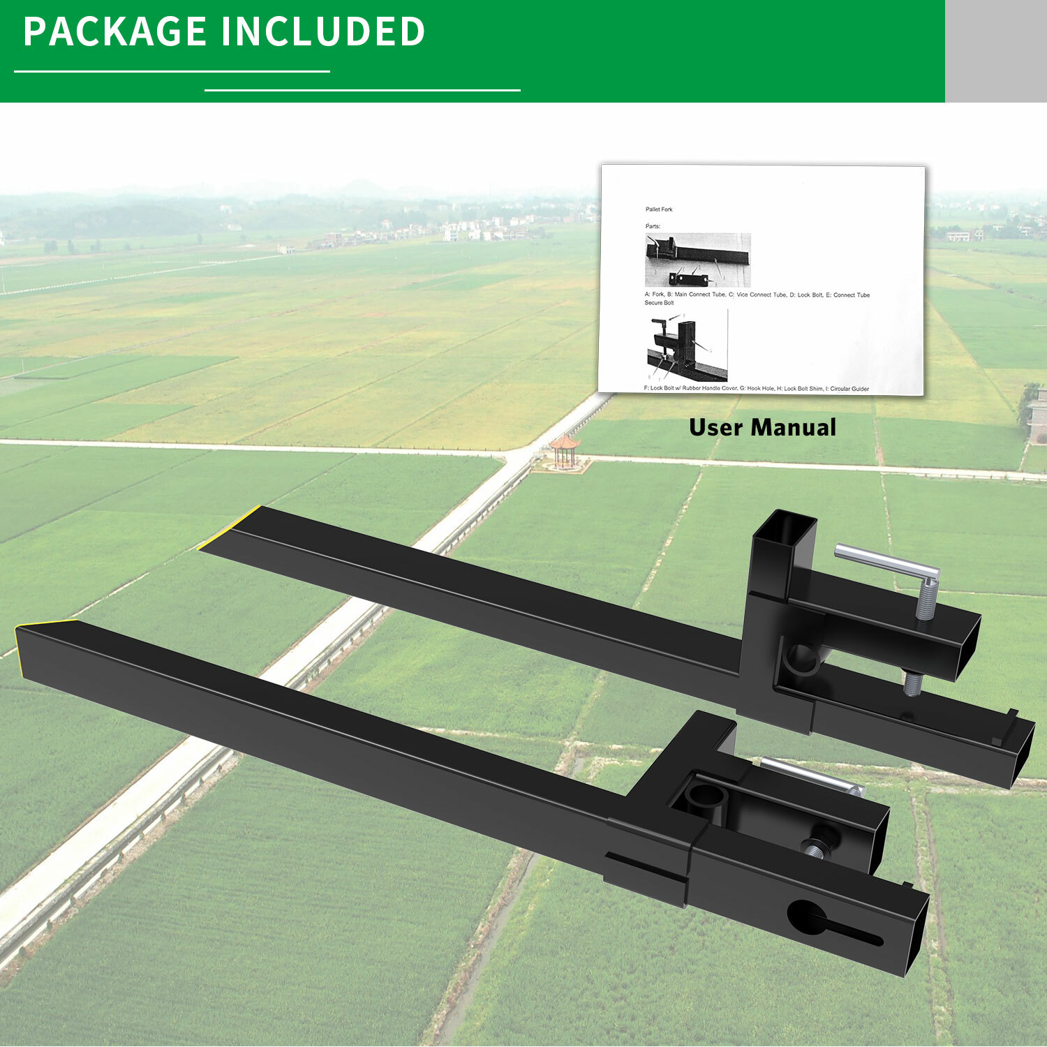 2000lb 4000lb Tractor Pallet Fork Bucket Clamp on Skid Steer Loader 43'' 60''