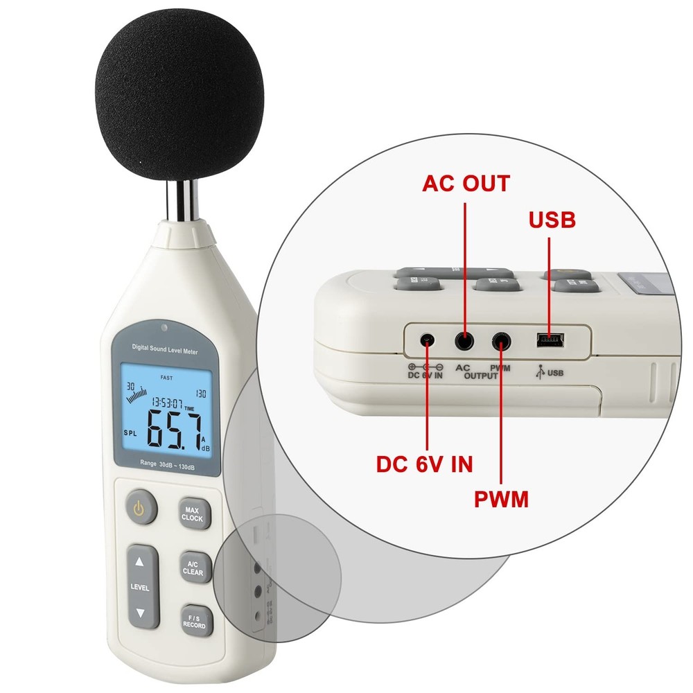 Decibel Meter, Professional Sound Level Meter with Backlight Display, USB Ava...