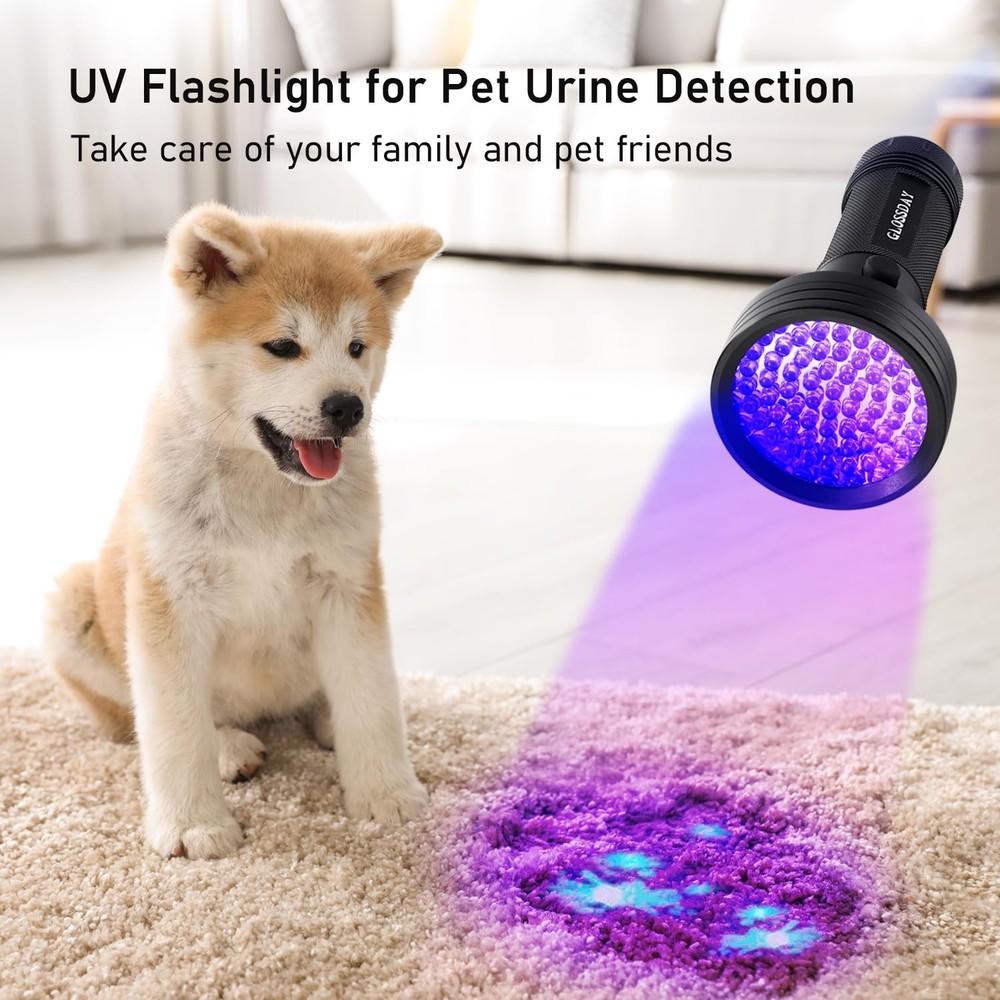 GLOSSDAY Blacklight Flashlight 68 LED UV Flash Light,Ultraviolet 68LED, Black