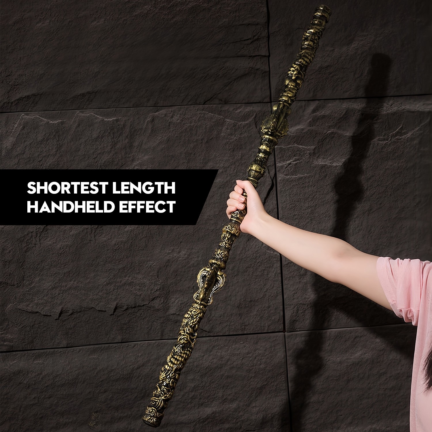 71 inch Long Black Myth Wukong Staff, Retractable, PU Material & Alloy