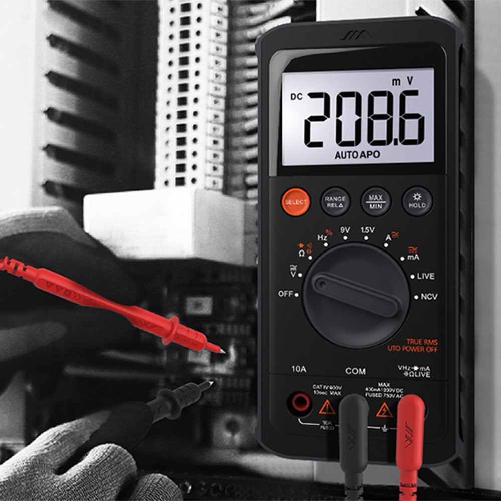Digital Multimeter Tester with DC/AC Voltmeter; Measures Voltage 6000 Counts