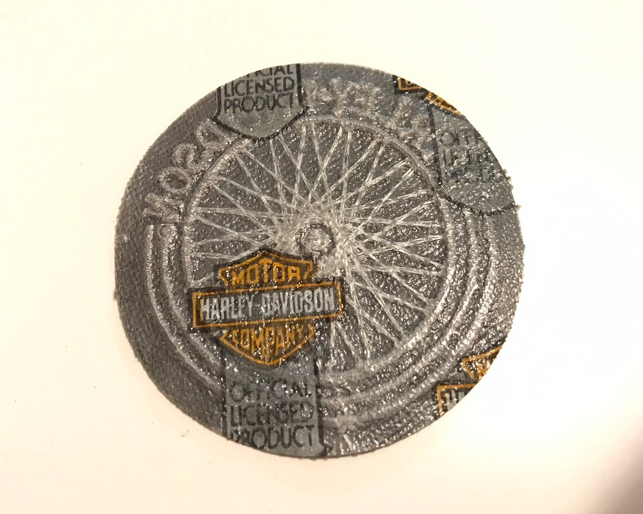 NOS 3” Harley Davidson Wheel Spokes patch Black Leather Motorcycle HOG Circle