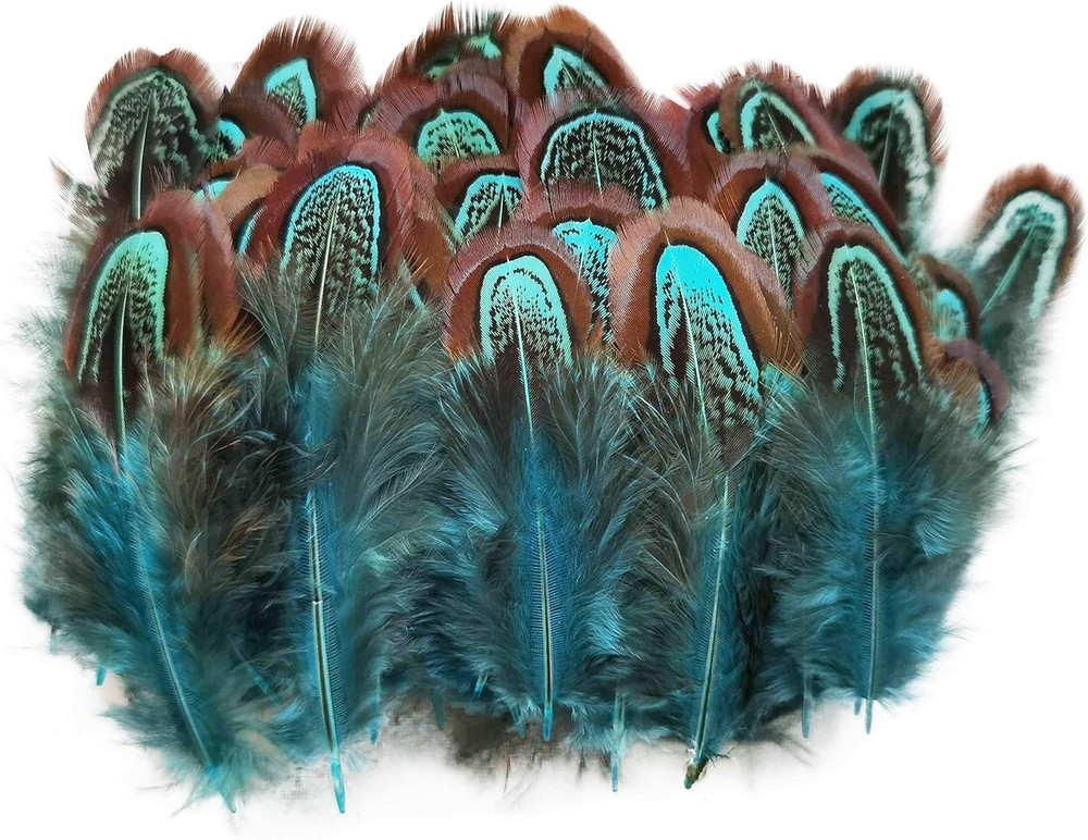 Vibrant Blue Pheasant Feathers 100 pcs - Perfect for Wedding & Craft Projects