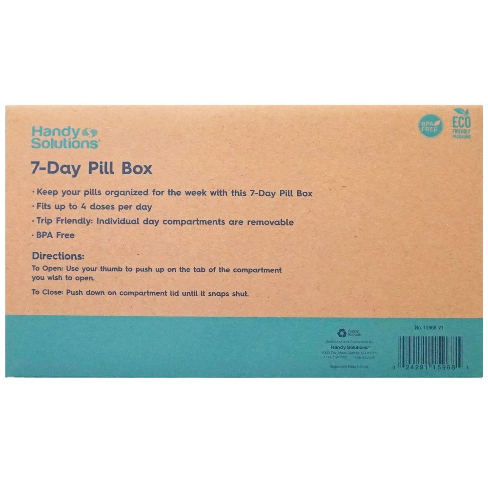 Handy Solutions 7-Day Pill Box w Removable Compartments