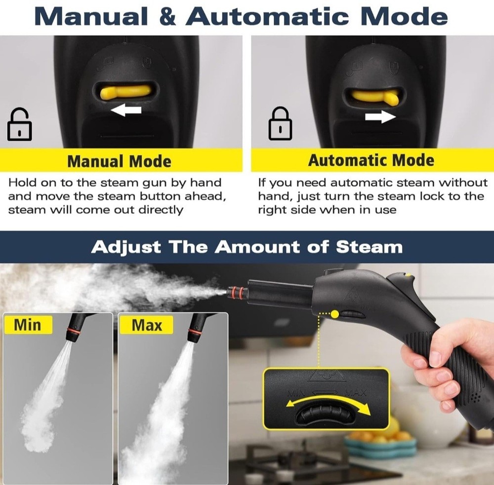 Waitbird CB-03A - 1500w Fast Heating Multi-Surface Steam Cleaner, Yellow