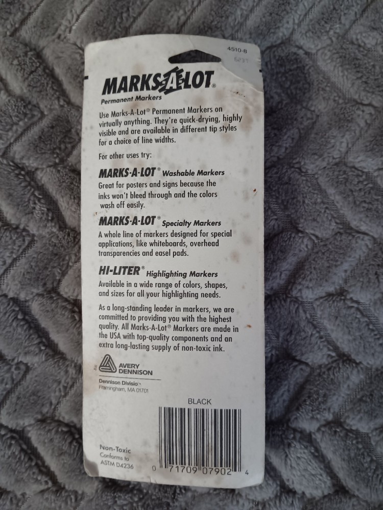 Marks A Lot Vtg Black Permanent Markers 2 In Pack Chisel Point
