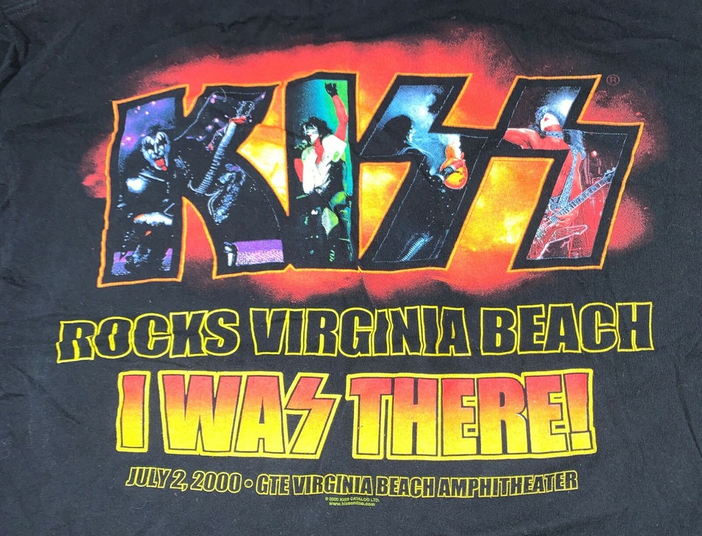 VTG KISS Virginia Beach 2000 Fringe Rock Band Concert Tour Tee T-Shirt Top L 44