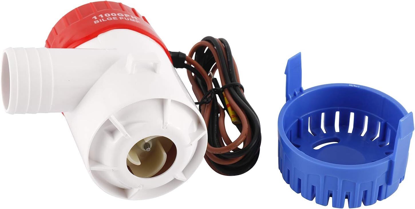1100GPH 12V Electric Marine Submersible Bilge Sump Water Pump Boat 1-1/8" Hose