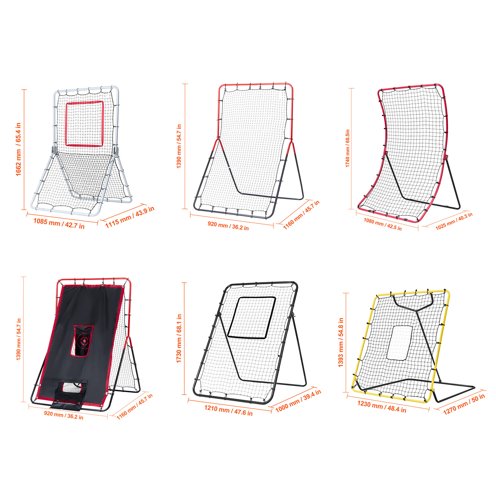 VEVOR Baseball And Softball Rebounder Net3x4.5-4x6ft PitchBack Adjustable Angles