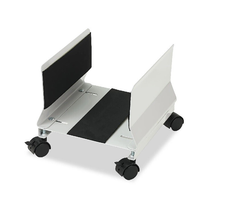 Innovera Metal Mobile CPU Stand Light Gray Computer Tower Stand with Wheels