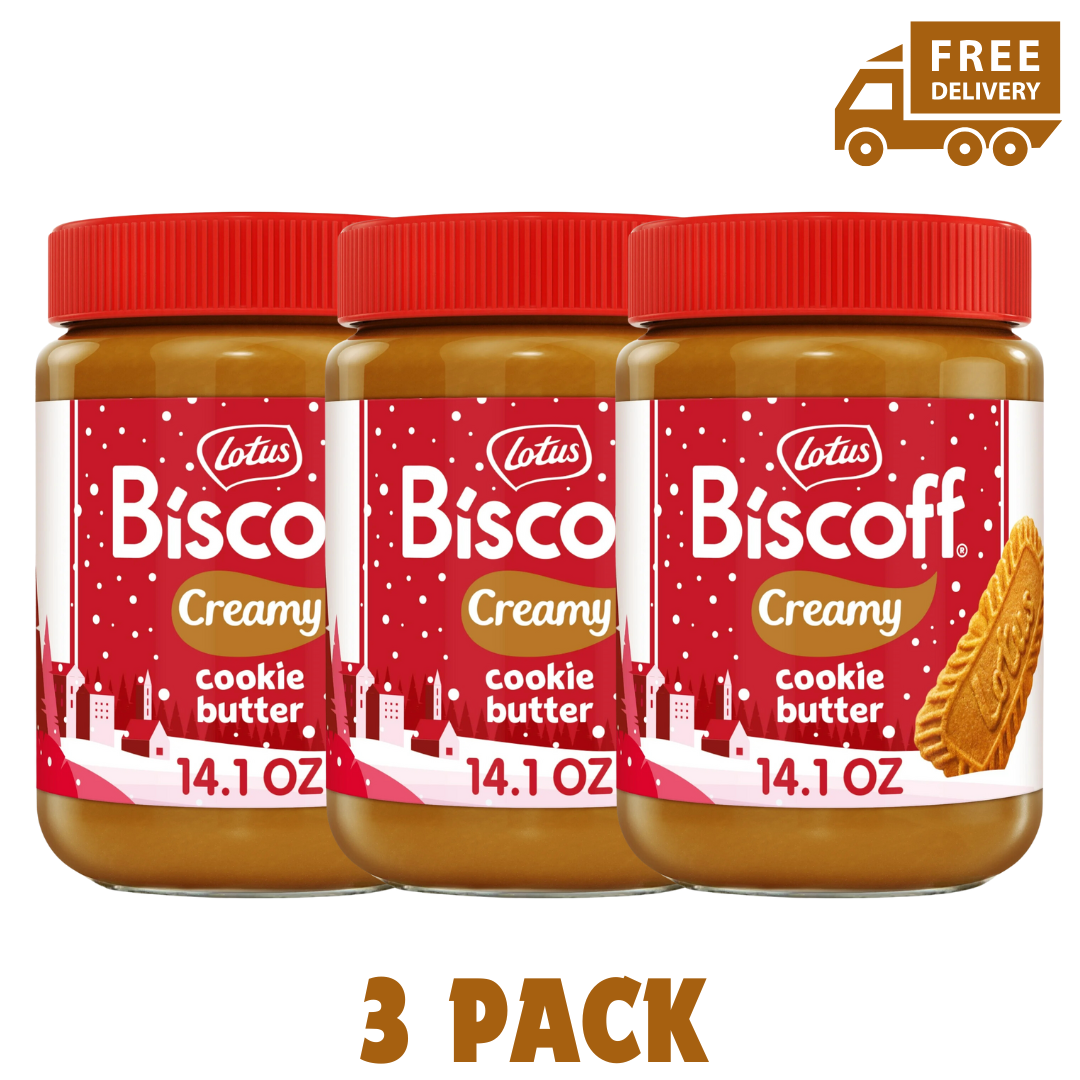Biscoff Cookie Butter, Lotus Creamy Nut-Free Spread, 14.1 oz Jar (3 Jars)