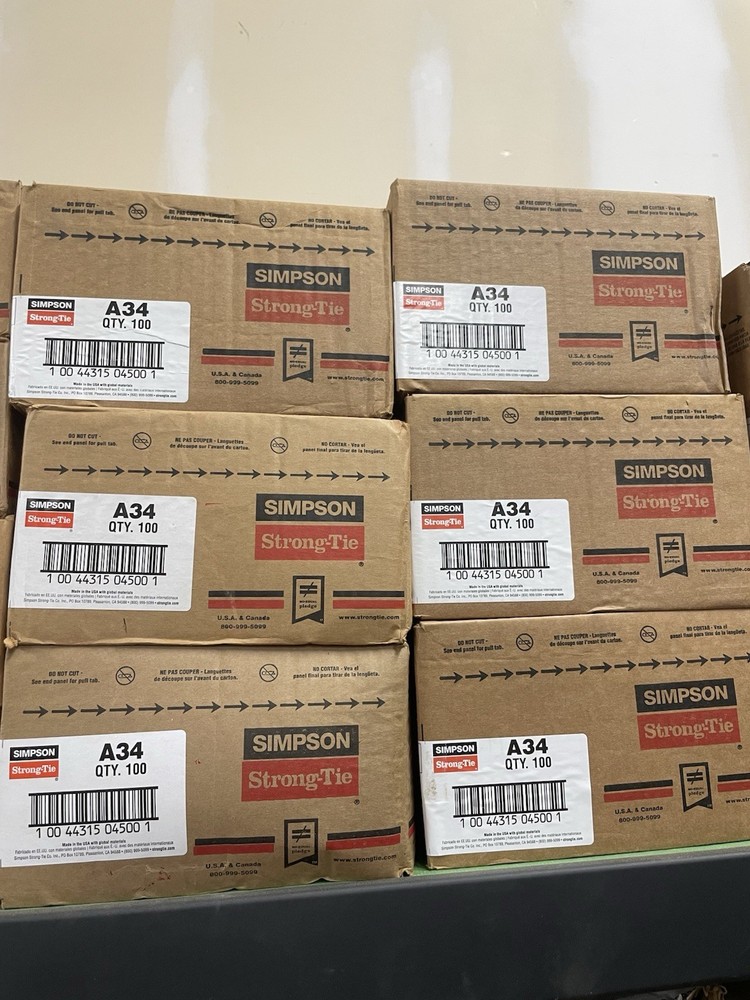 QTY 100 Simpson Strong-Tie A34 Framing Angle Box