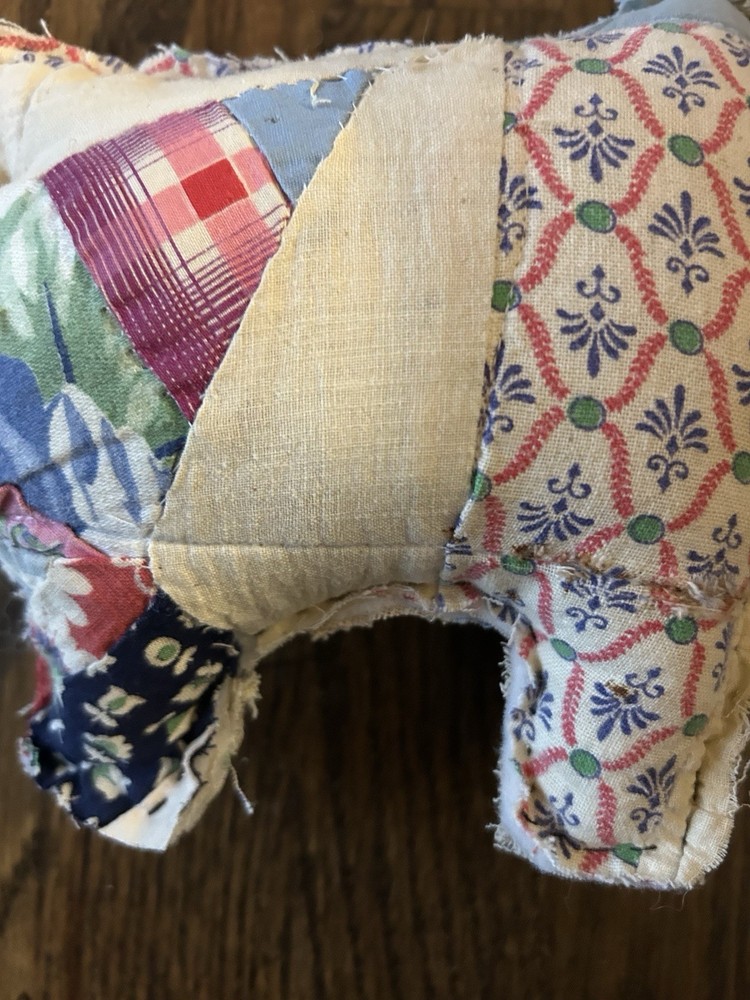 Stuffed Primitive Pig 9” From Feedsack Quilt
