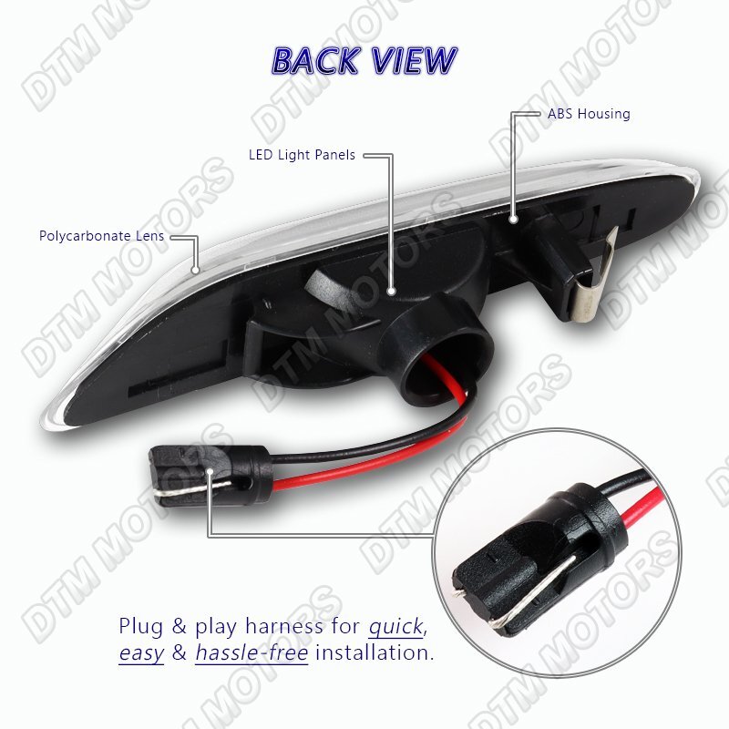 For BMW E46 E60 E61 E82 E83 E84 E88 E90 E92 Clear White LED Side Marker Lights