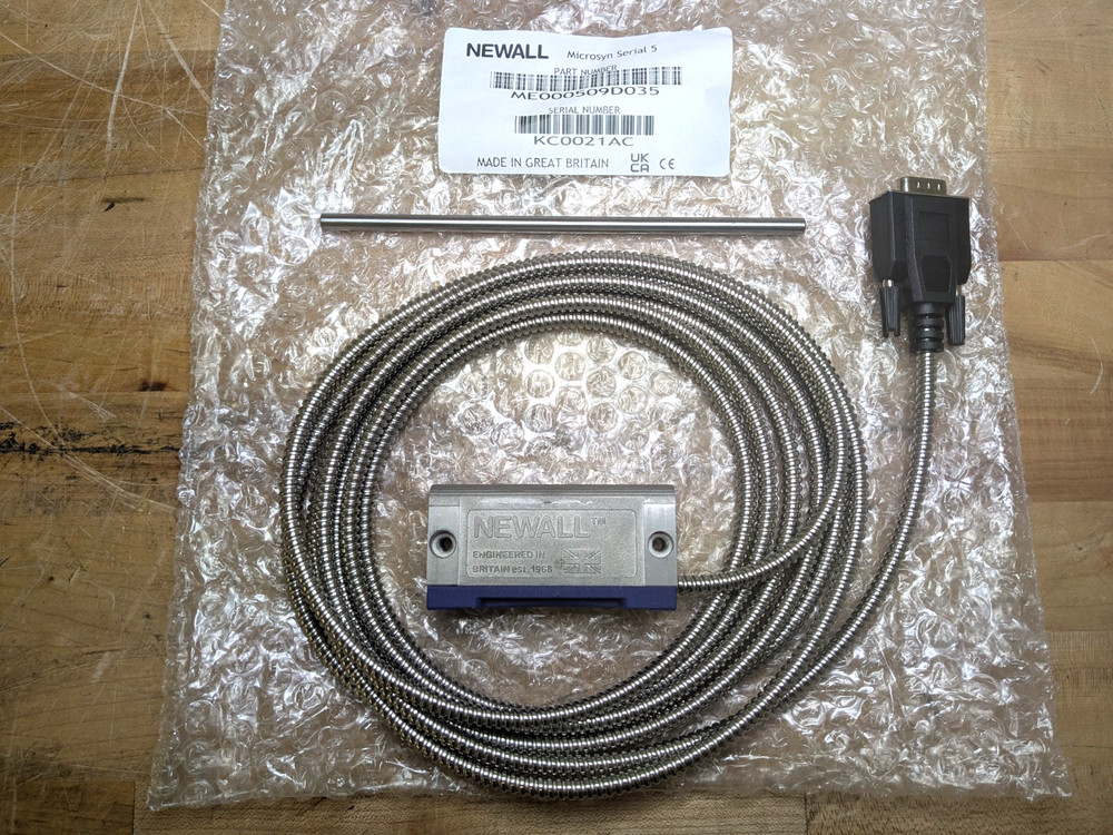 Newall Microsyn Serial 5 DRO Encoder Reader Head w/ Armored Cable ME000509D035