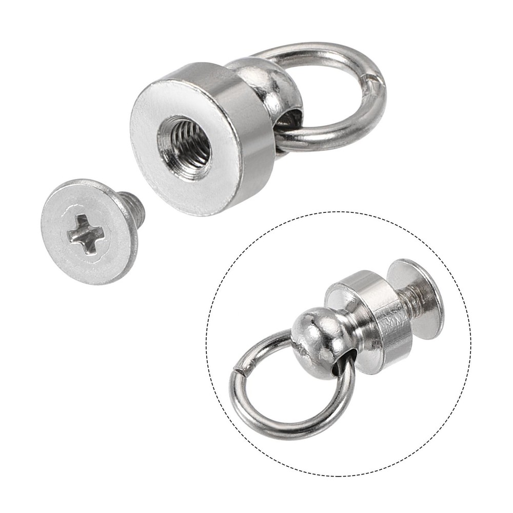 8x8mm Tear Ring Rivets Round Studs Brass Silver Head 10pcs