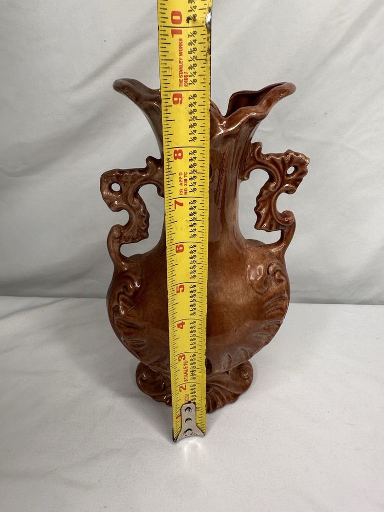 Porcelain Scroll Handles Vase Read Description