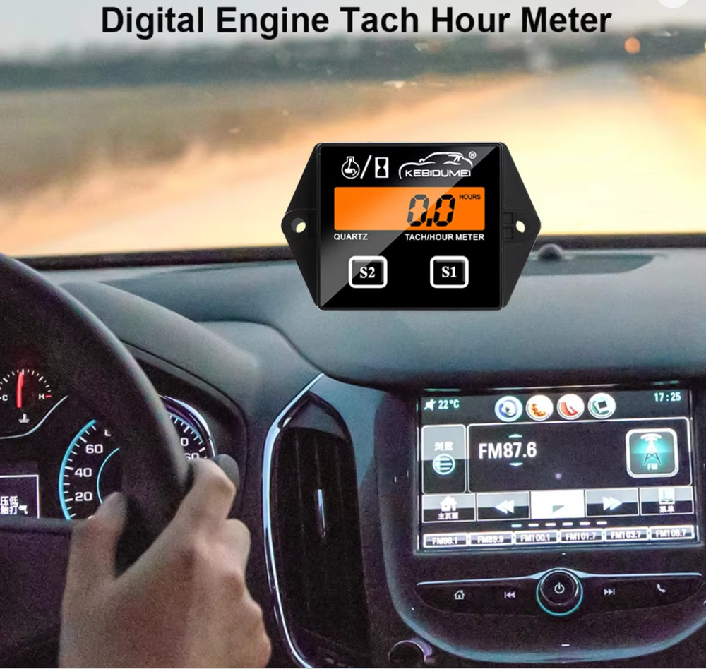 LCD Digital Engine Tach Hour Meter Tachometer Inductive Gauge