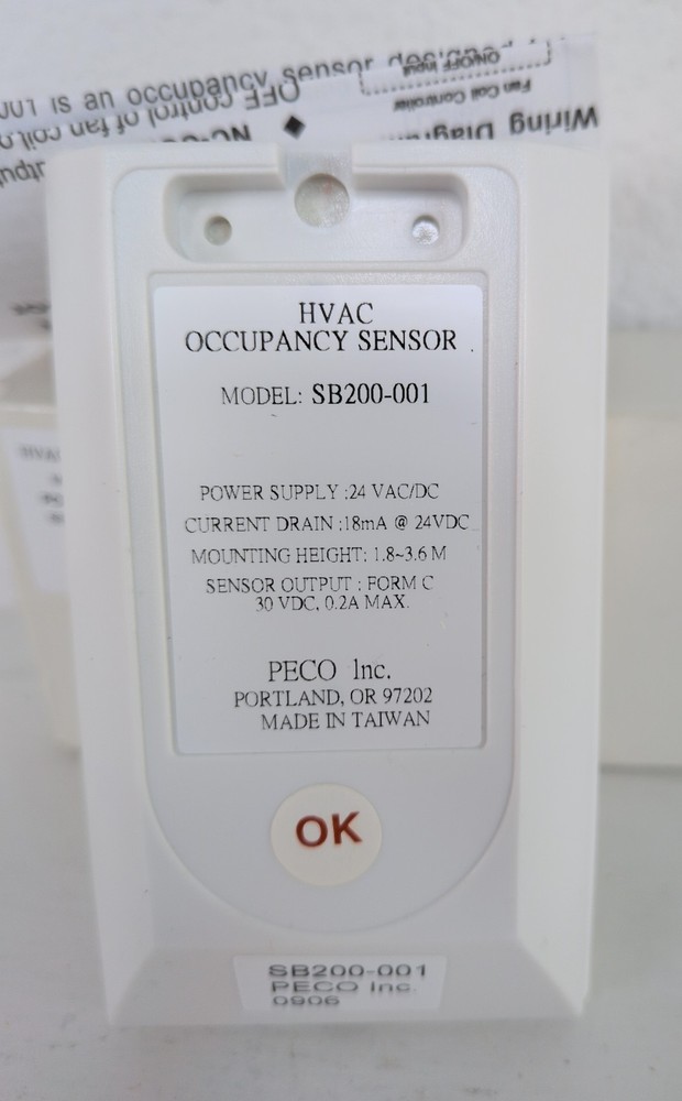 PECO SB200-001 Hvac Occupancy Sensor Time Delay White