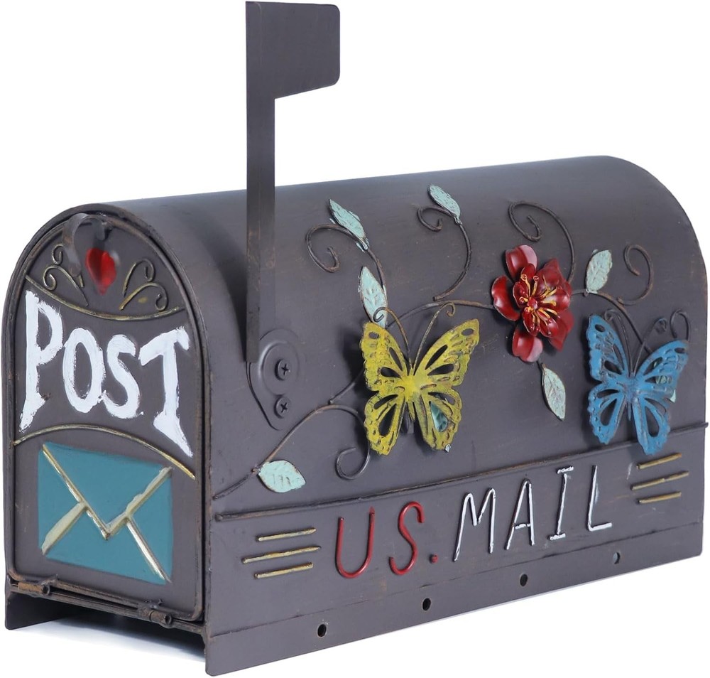 Heavy Duty Mailboxes for Outside, Mail Boxes Post Mount,Decorative Brown