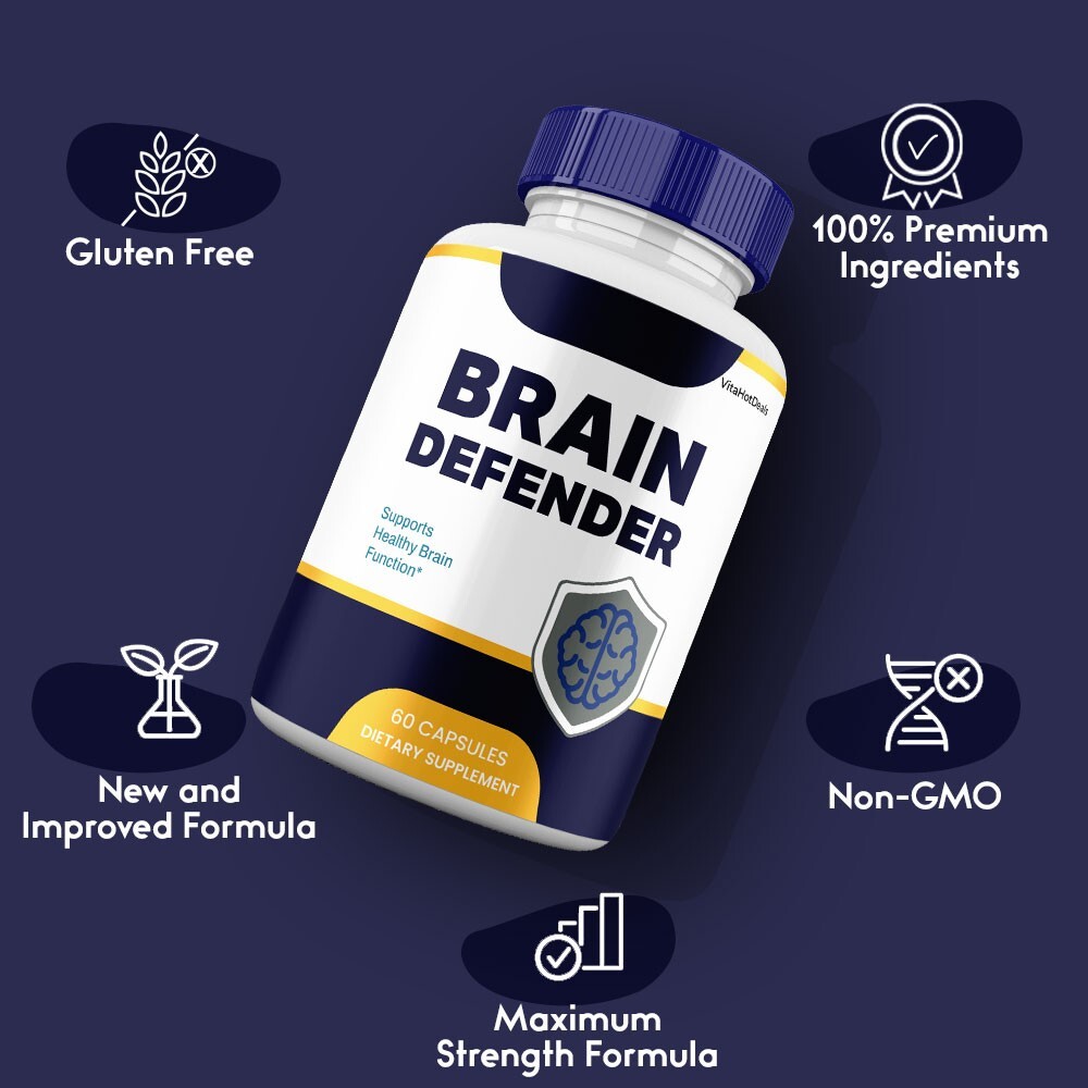 Brain Defender Capsules, Maximum Strength Pills Cognitive and Brain (1 Pack)