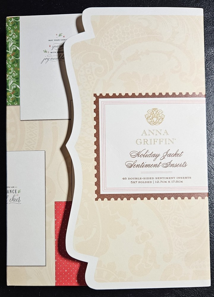 Anna Griffin Holiday Jacket Sentiment Inserts. 48 Double Sided 5x7 Inserts