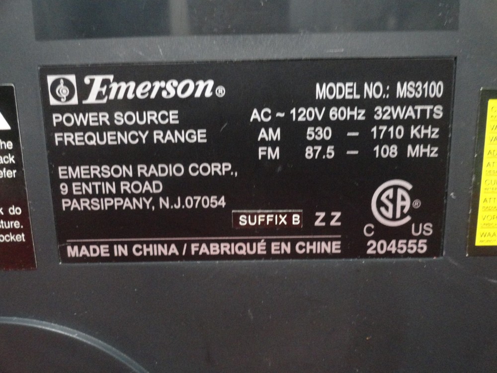 EMERSON MS3100 TRIPLE PLAY LINEAR 3 CD CHANGER