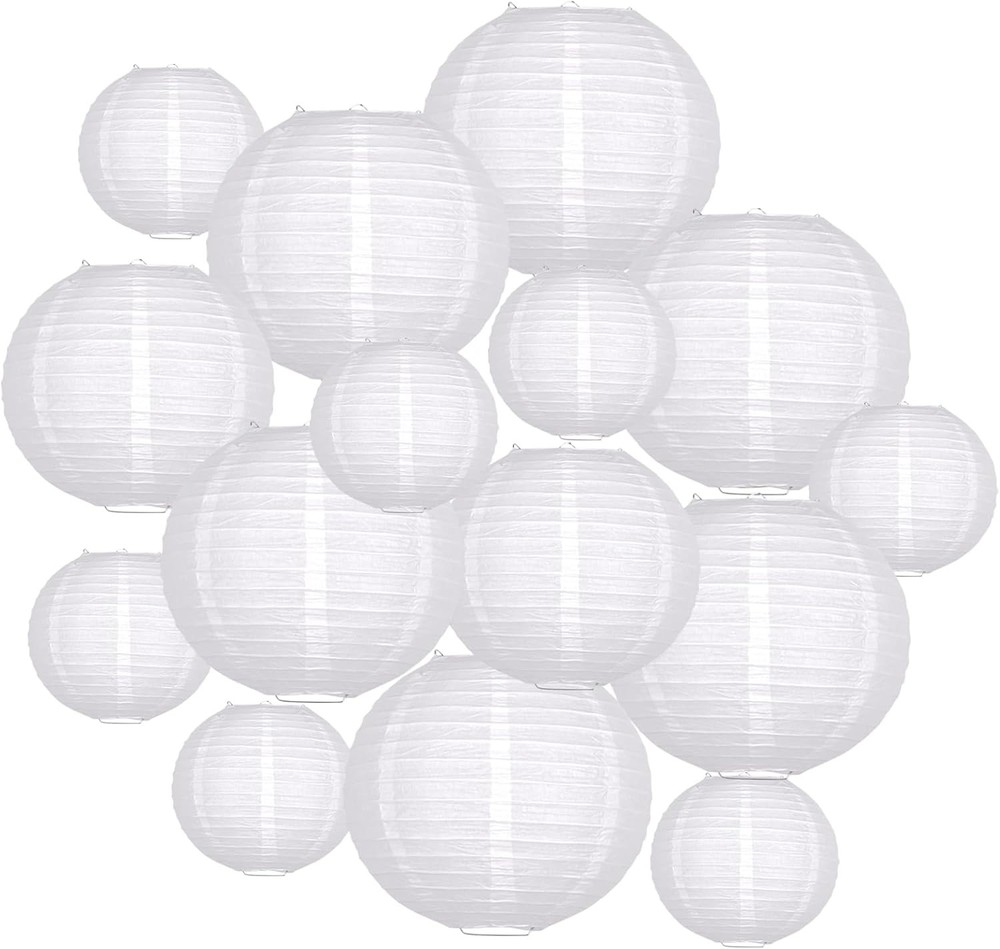 Paper Lanterns Decorative, White Round Hanging Lantern