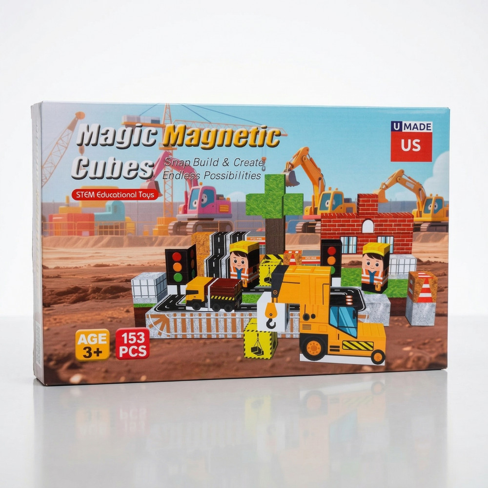 Magnetic Blocks Building Set - 150pc Block Construction Theme for Parents
