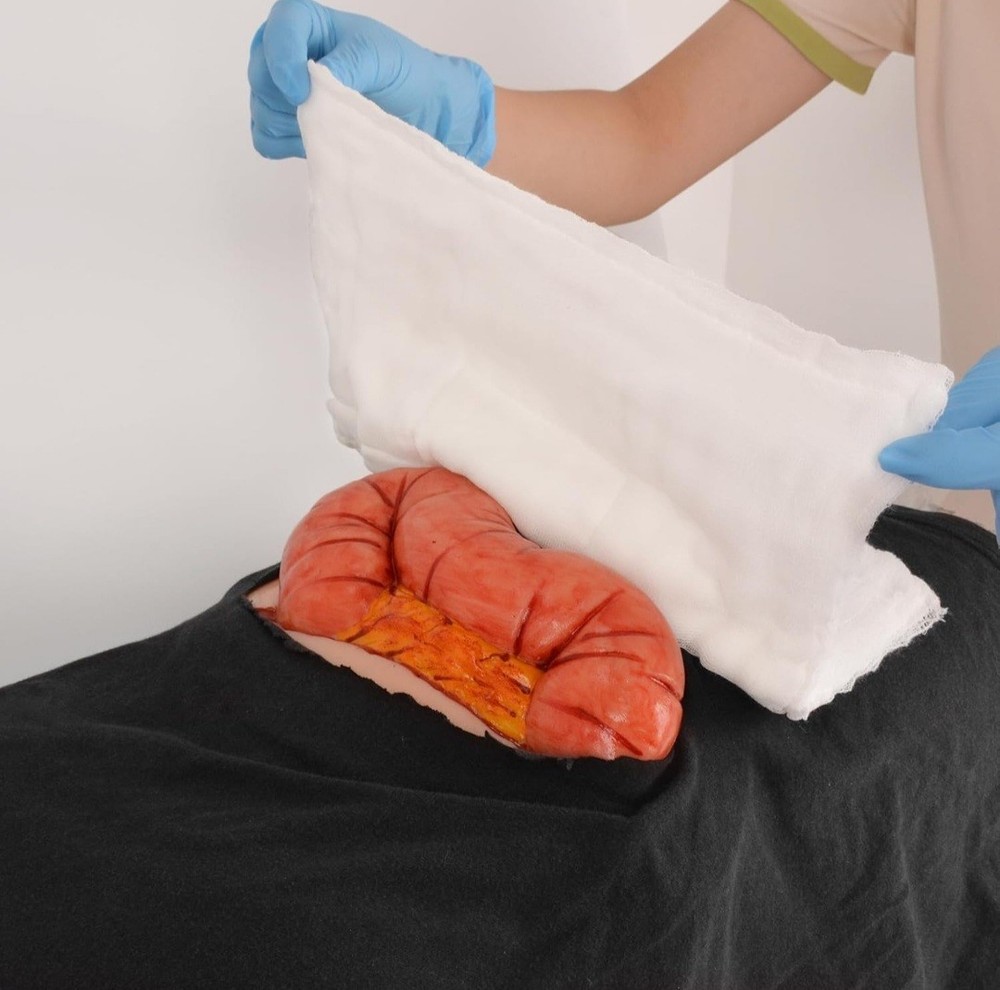 Adhesive Eviscerated Intestine Simulator, Open Abdominal Wound Packing Trainer