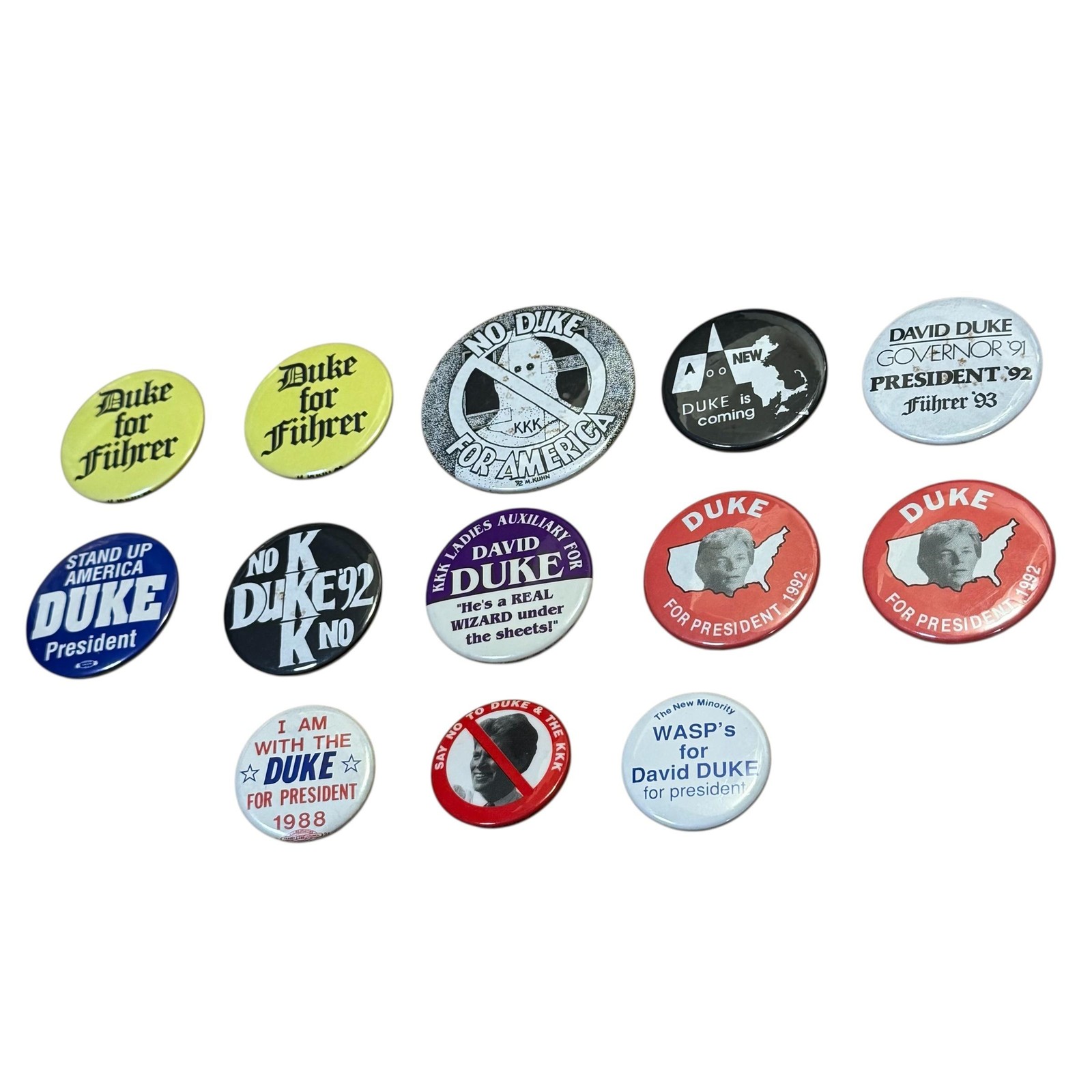 Vintage David Duke Pro Anti Campaign Pinback Buttons Lot 13 1988 92 Political