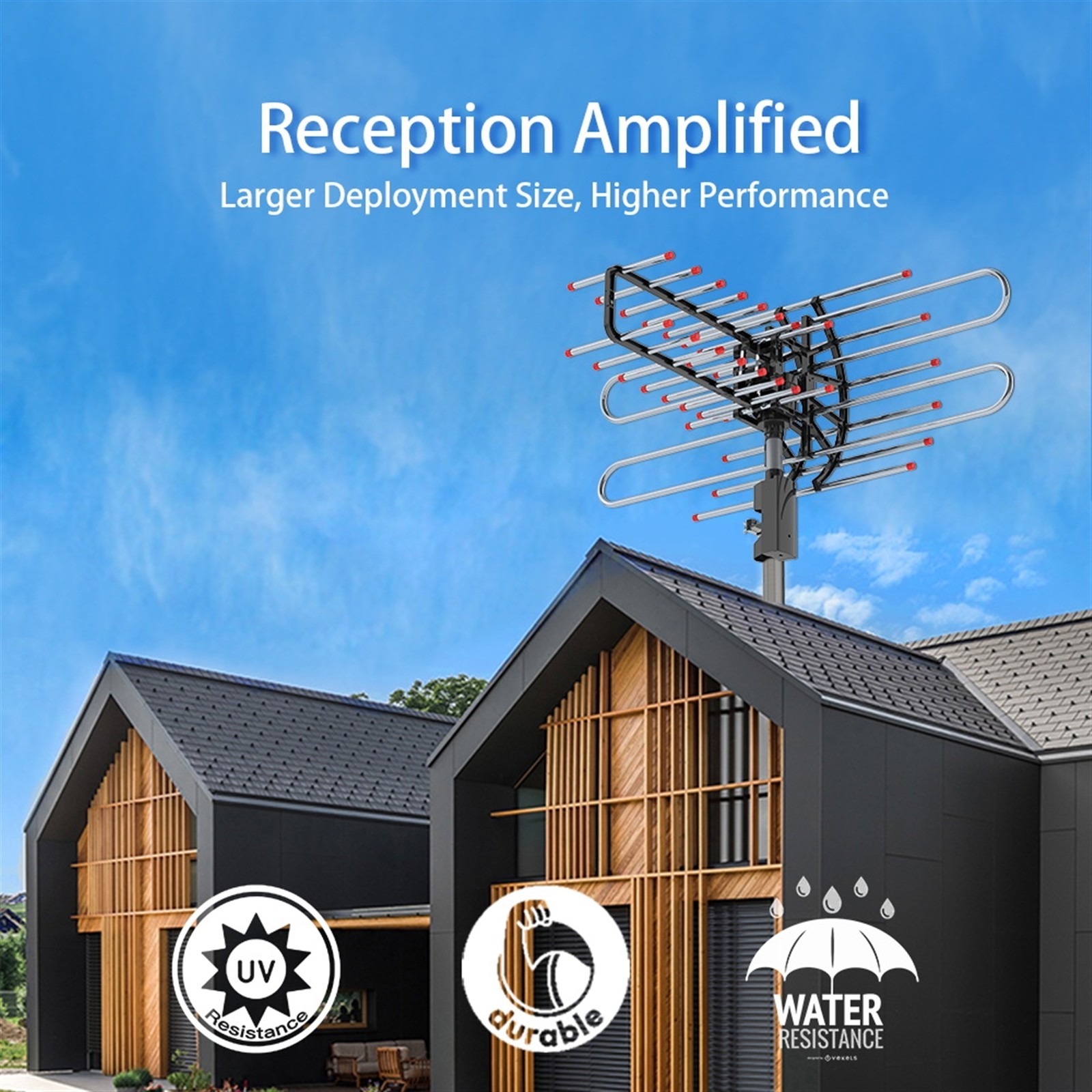 990 Miles Outdoor TV Antenna Motorized Amplified V/UHF HDTV 1080P 4K 360° Rotate