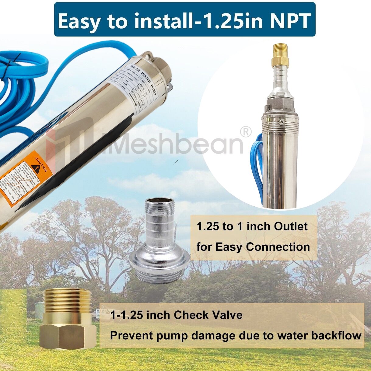 3" AC110V/DC220V Solar Powered Bore Well Water Pump 1HP Submersible Hybrid Deep