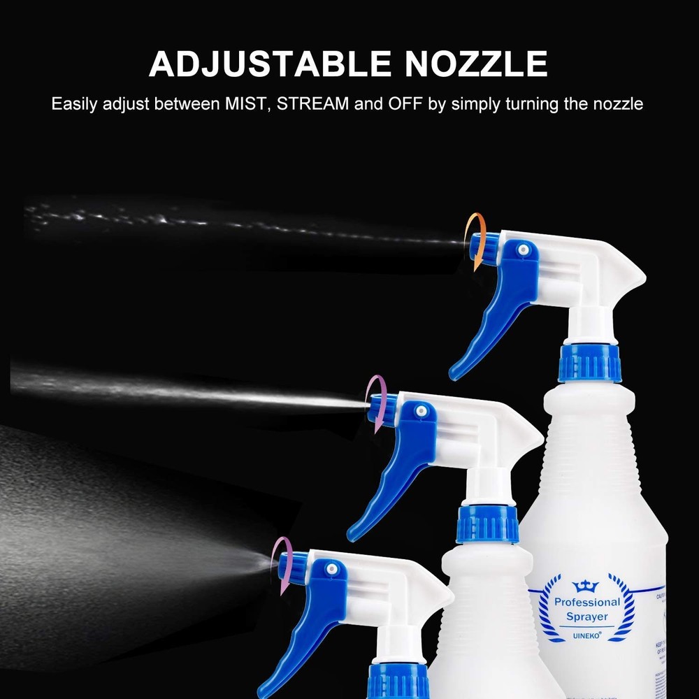 Plastic Spray Bottle, Empty Bottles (2 Pack 24 Oz), 2-Pack, Blue