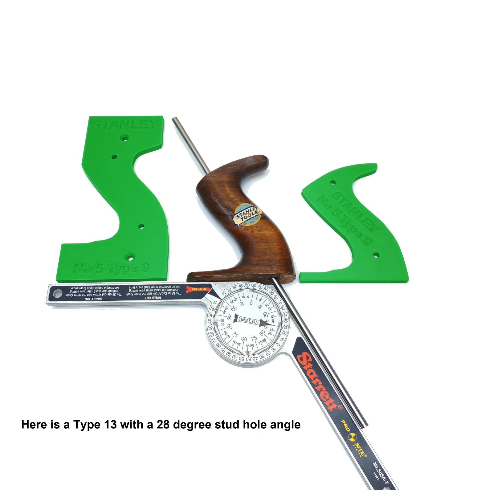 Stanley Plane Tote Drilling Jig Complete Set with Angle Blocks from 25 to 30°