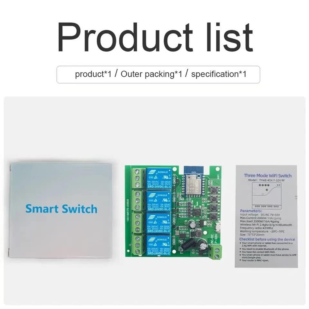 4CH Wireless Relay Module | Smart Home Control | Remote Switch | Self-Locking...