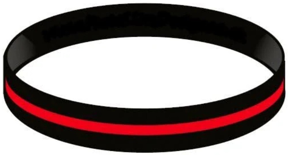 100 Screen Printed Thin Red Line Wristbands - New Fire Fighter Support Bracelets