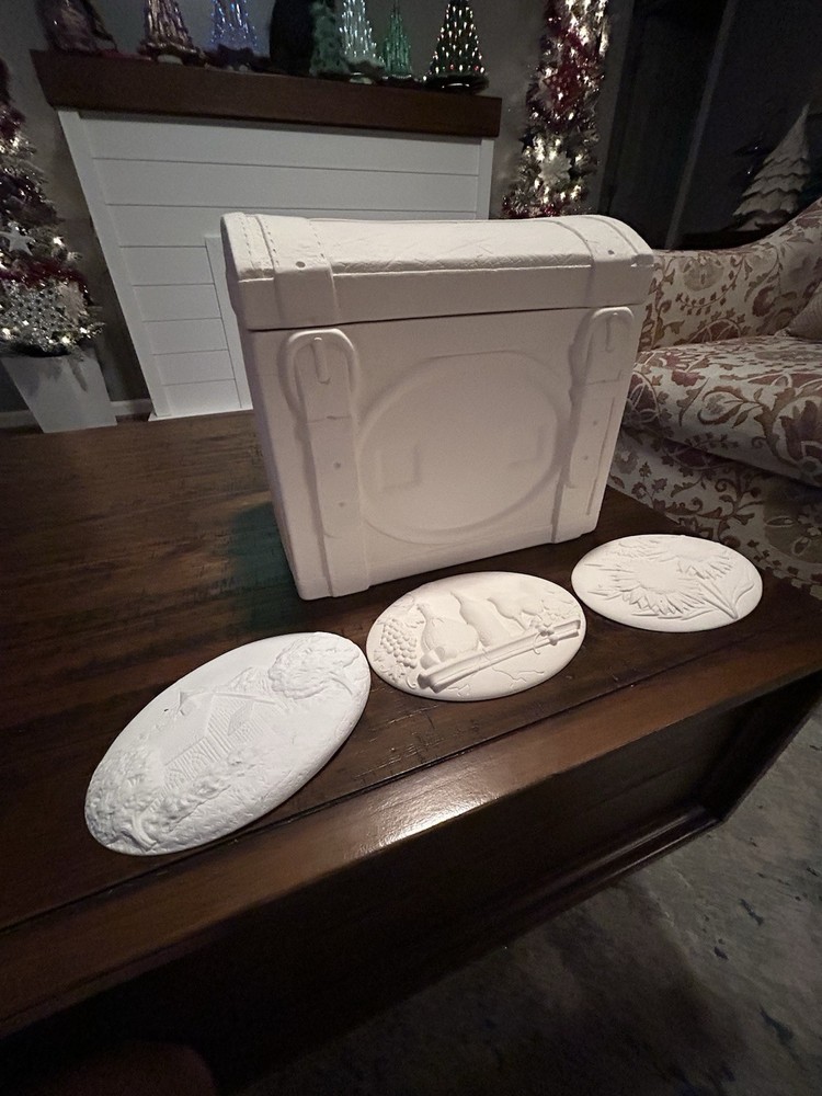 Paint Yourself Ceramic Box With 3 Changble Disc,large Box