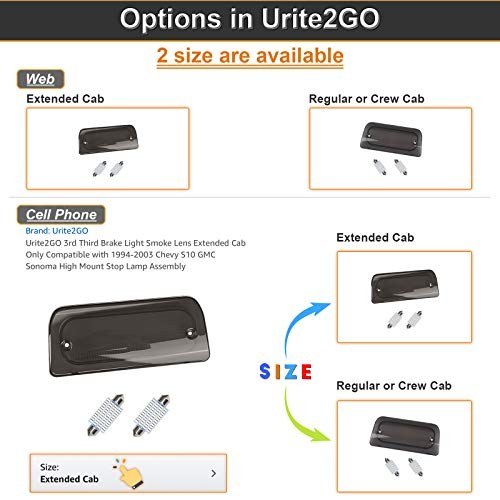 Urite2GO 3rd Third Brake Light Smoke Lens Only Compatible with Extended Cab