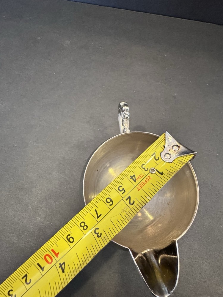 Vintage Silver Plate Creamer ornate on Rococo Floral Handle ~ 3” diameter ￼