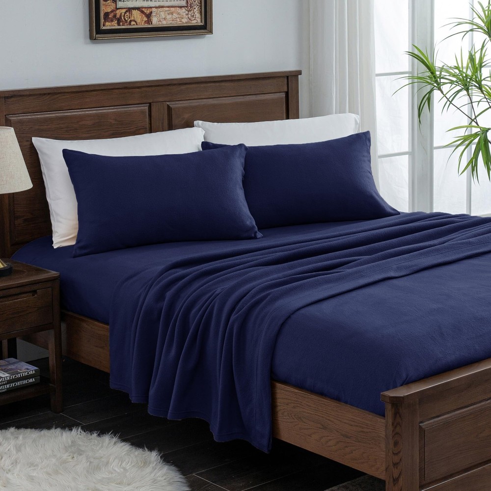 Fleece Sheets Queen Size, Flannel Like Soft, Velvet Polar Microfleece Sheets ...